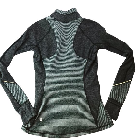 lululemon athletica Tops - Lululemon Half-Zip 1/2 Zip Pullover Stretchy Striped. Size Women's 6 Green Gray